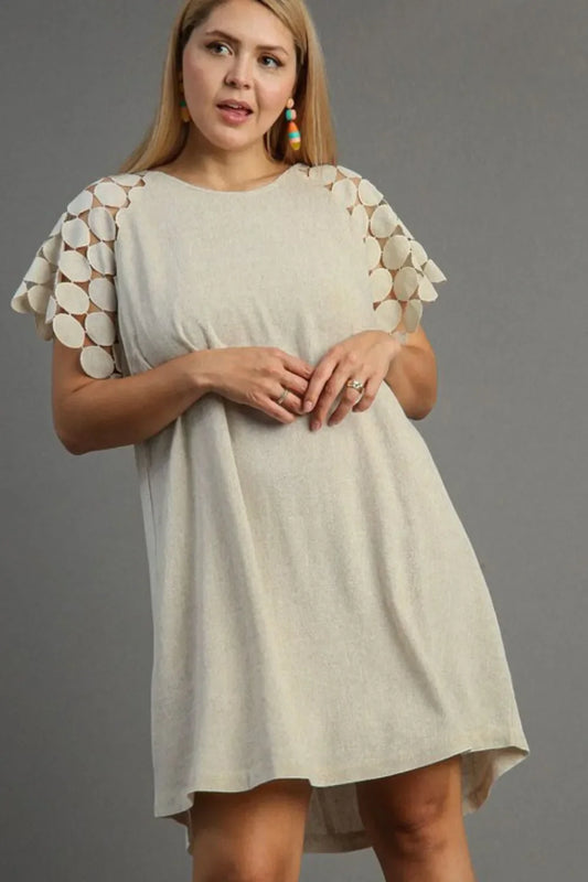 Umgee Full Size Round Neck Mini Dress Plus Size