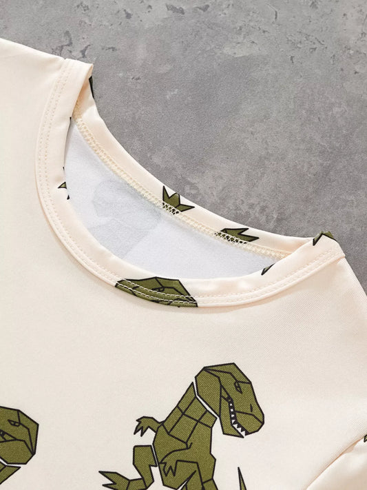 Children's Dinosaur Print Short Sleeve Tee and Shorts Set
