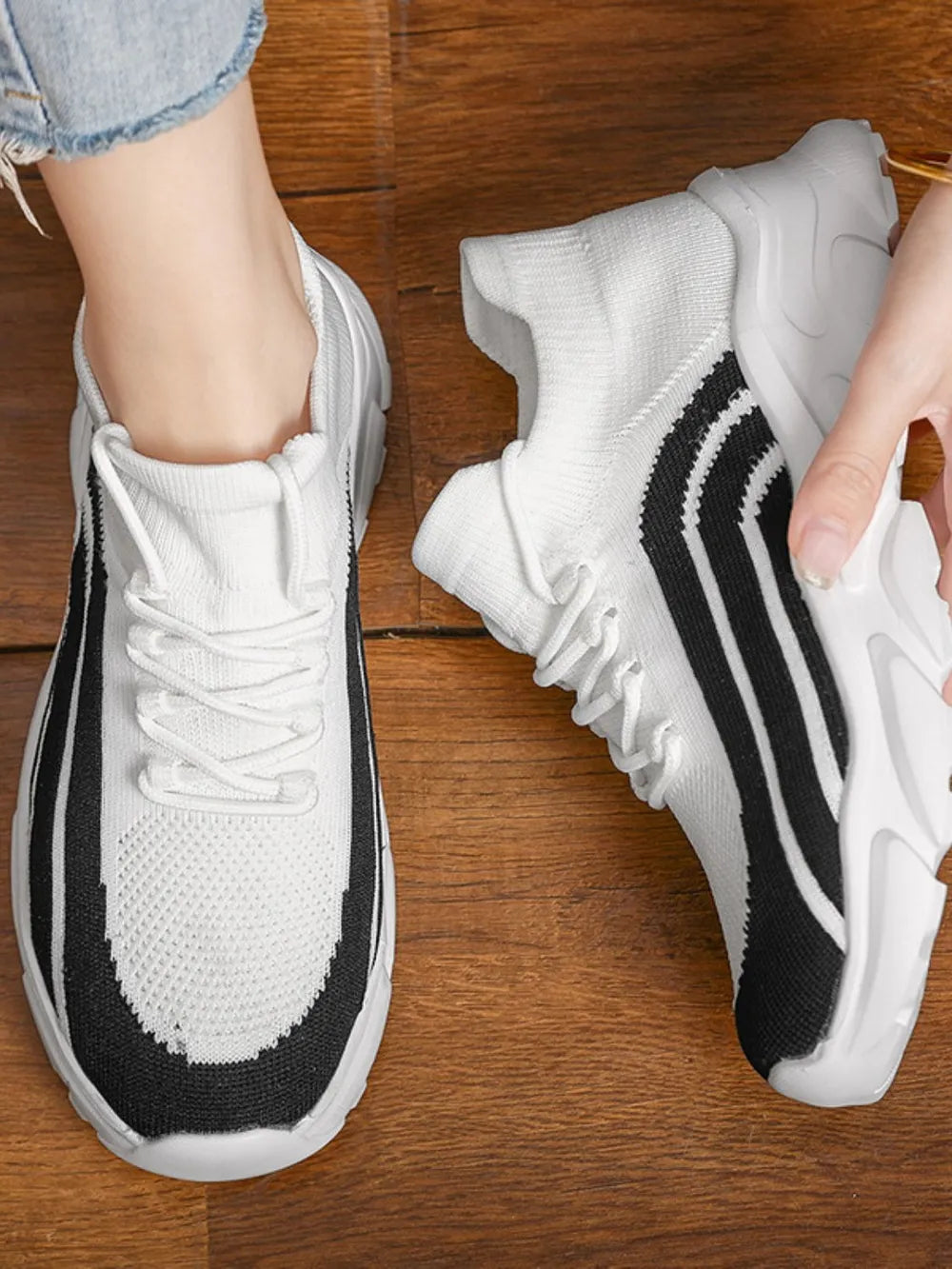 Mesh Round Toe Platform Athletic