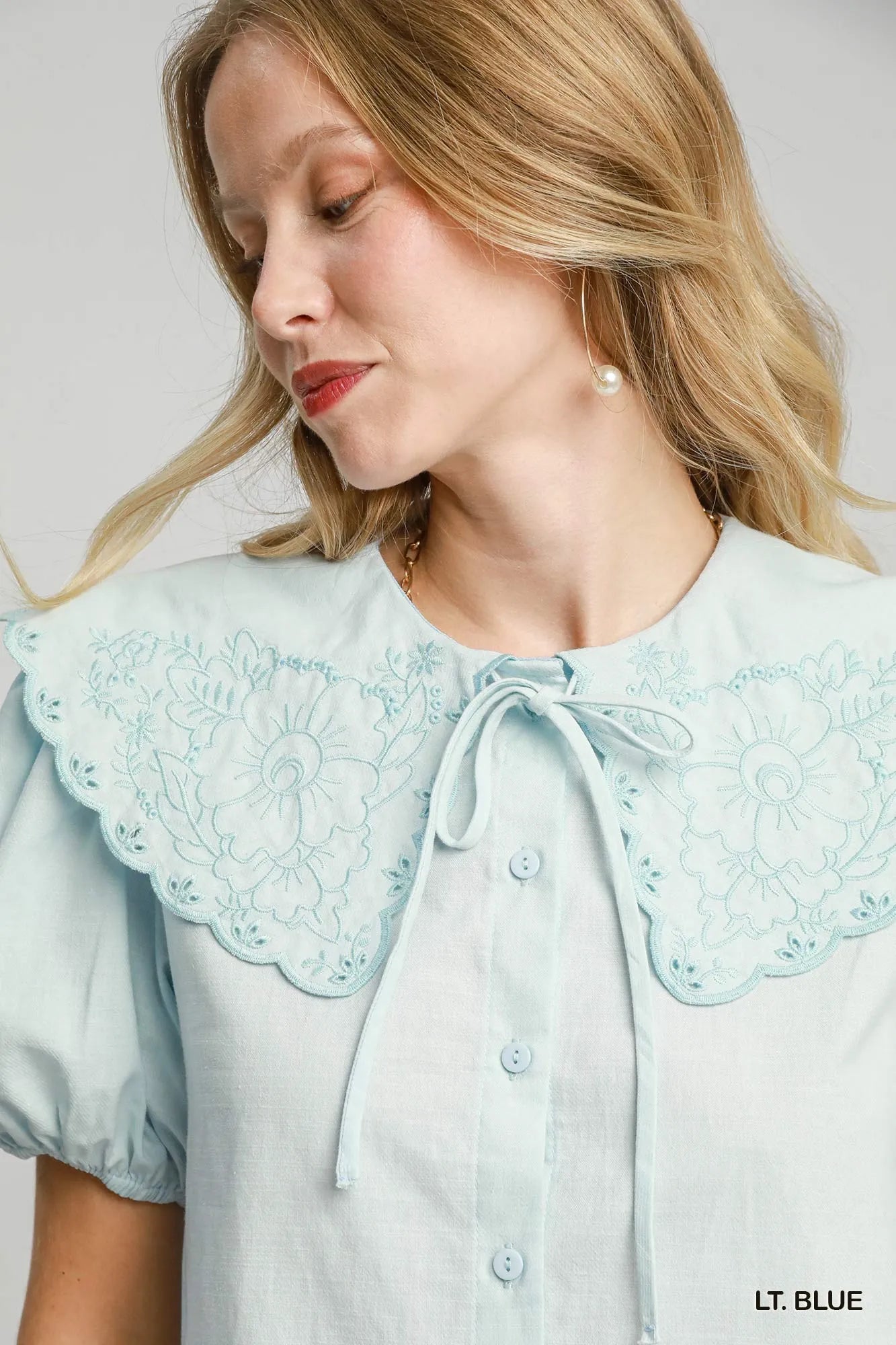 Umgee Tied Collared Short Sleeve Button Down Shirt