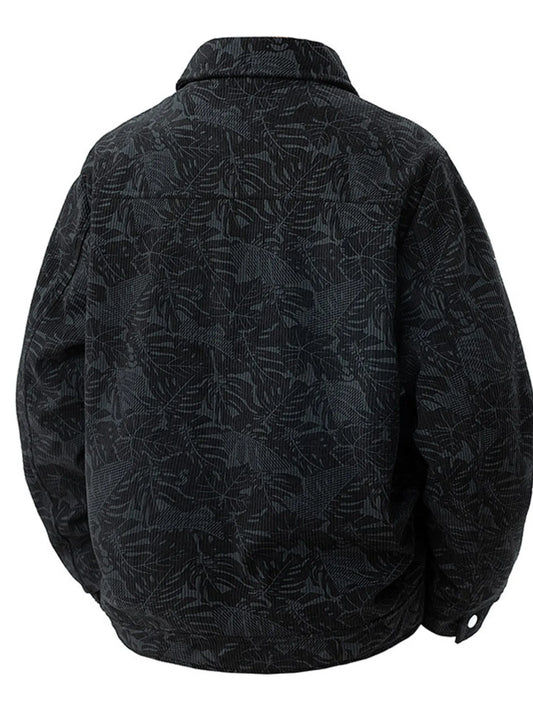 Men's Plus Size Corduroy Snap Down Casual Jacket