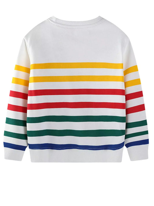 Children's Cartoon Truck Striped Sweatshirt