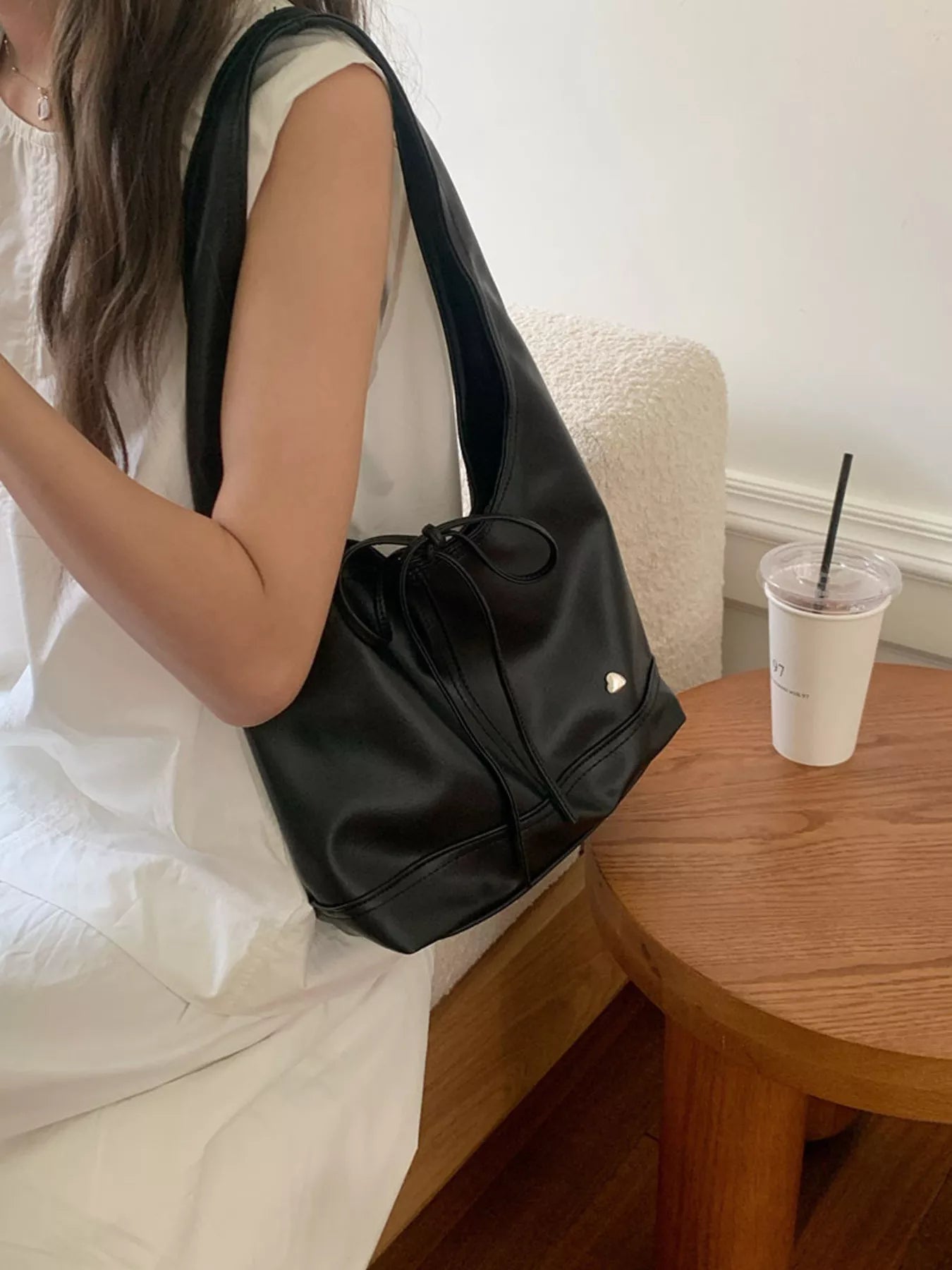 Leather Tied Shoulder Bag