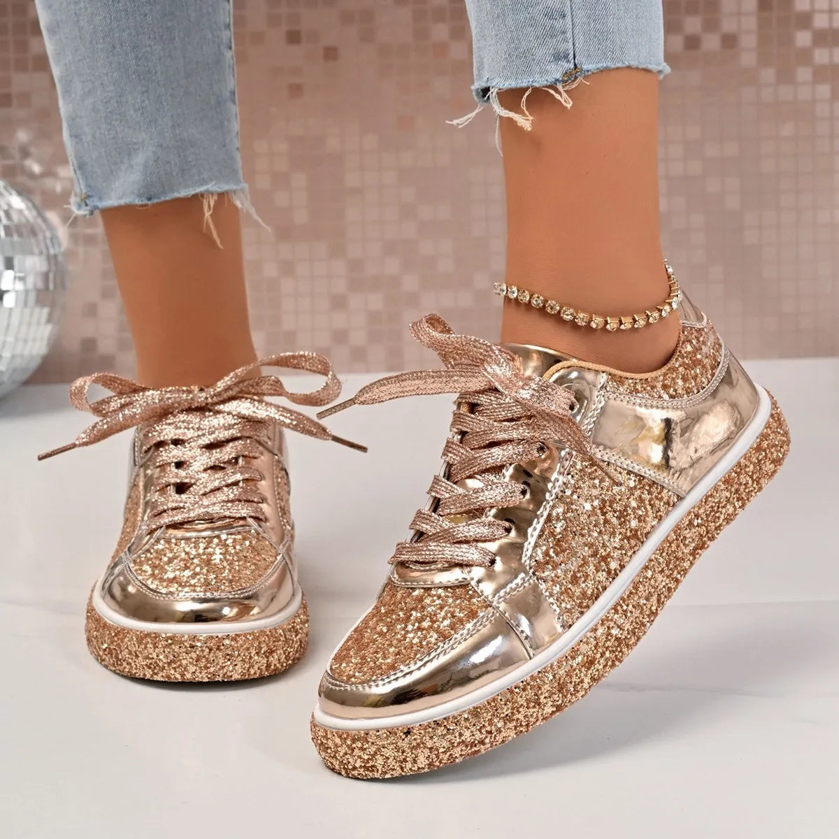 Round Toe Lace Up Sneakers