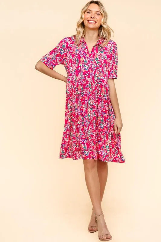 Haptics Johnny Collar Babydoll Dress with Side Pockets