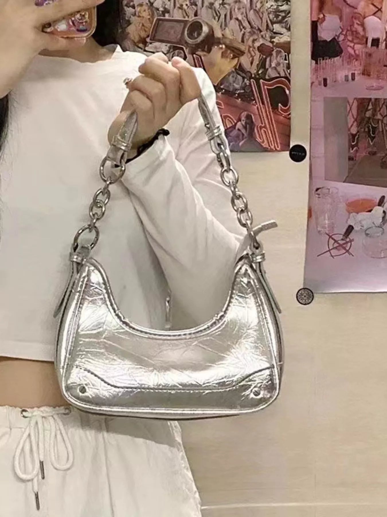 Leather Chain Strap Shoulder Bag