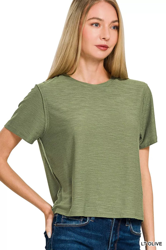 Zenana Slub Short Sleeve Tee