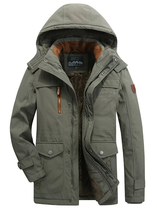 Men's Plus Size Winter Zip Up Hooded Parka Jacket