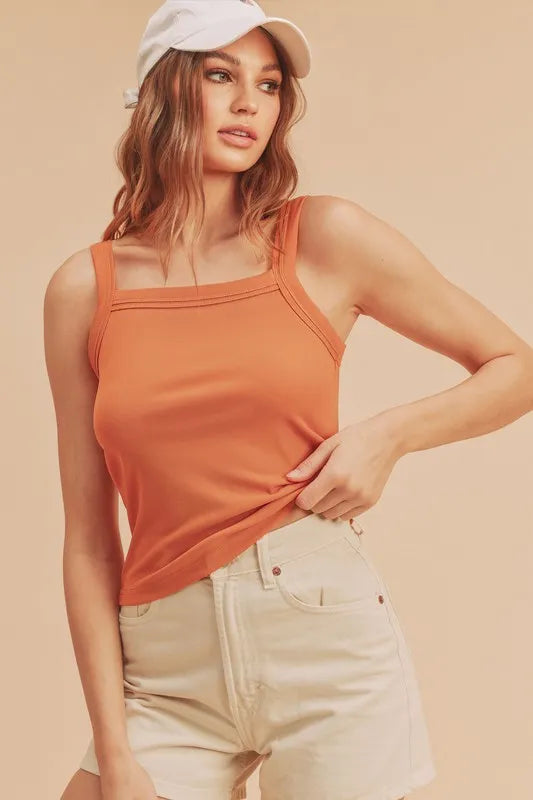 Aemi + Co Square Neck Wide Strap Tank