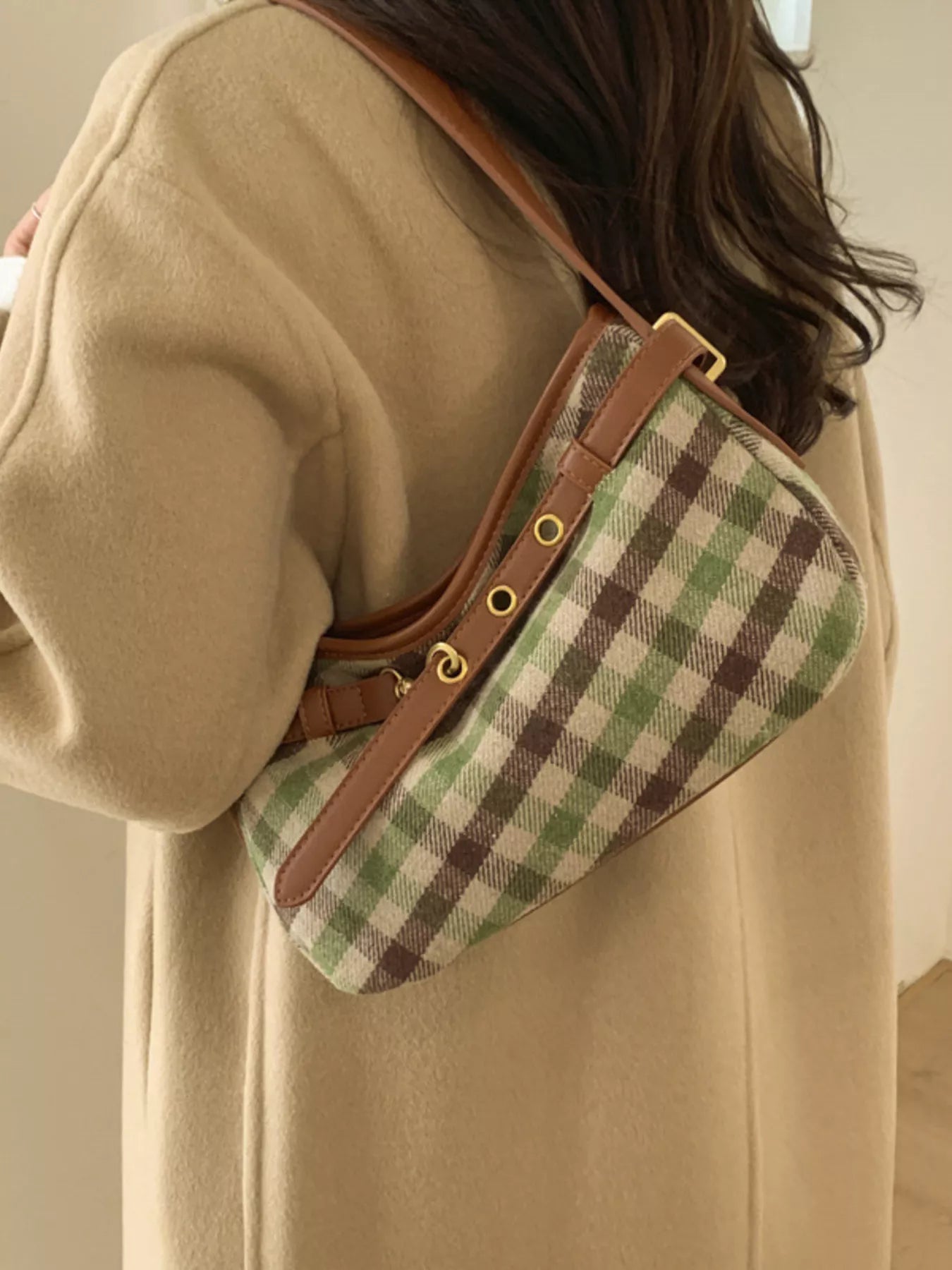 Plaid Pattern Shoulder Bag