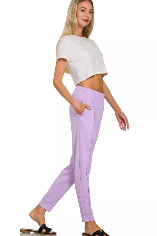 Zenana Scuba Mock Neck Sweatshirt and Joggers Set
