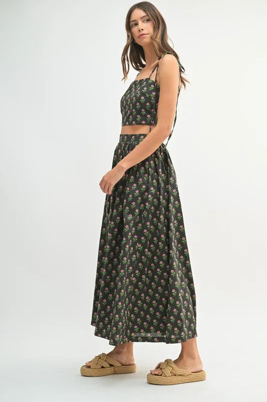 MABLE Floral Crop Top and Skirt Set