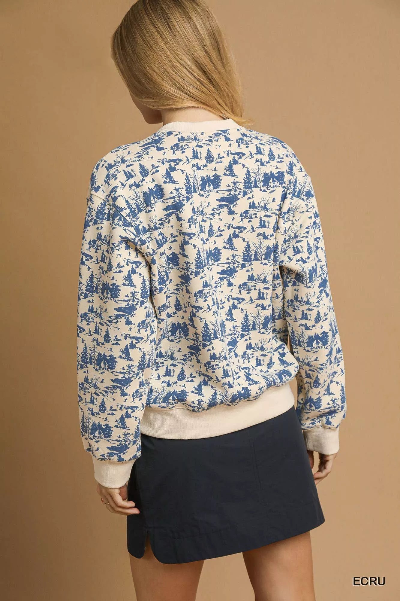 Umgee Scenic Print Cropped Sweatshirt