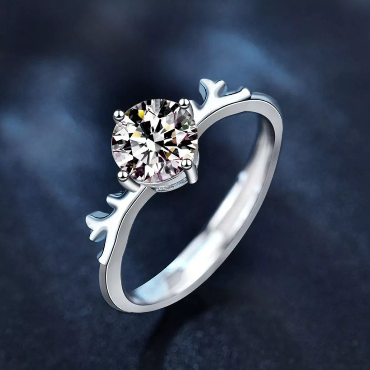 1 Carat 925 Sterling Silver Deer Antler Ring