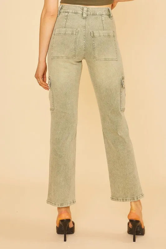 Annie Wear Straight Leg Jeans with Cargo Pockets