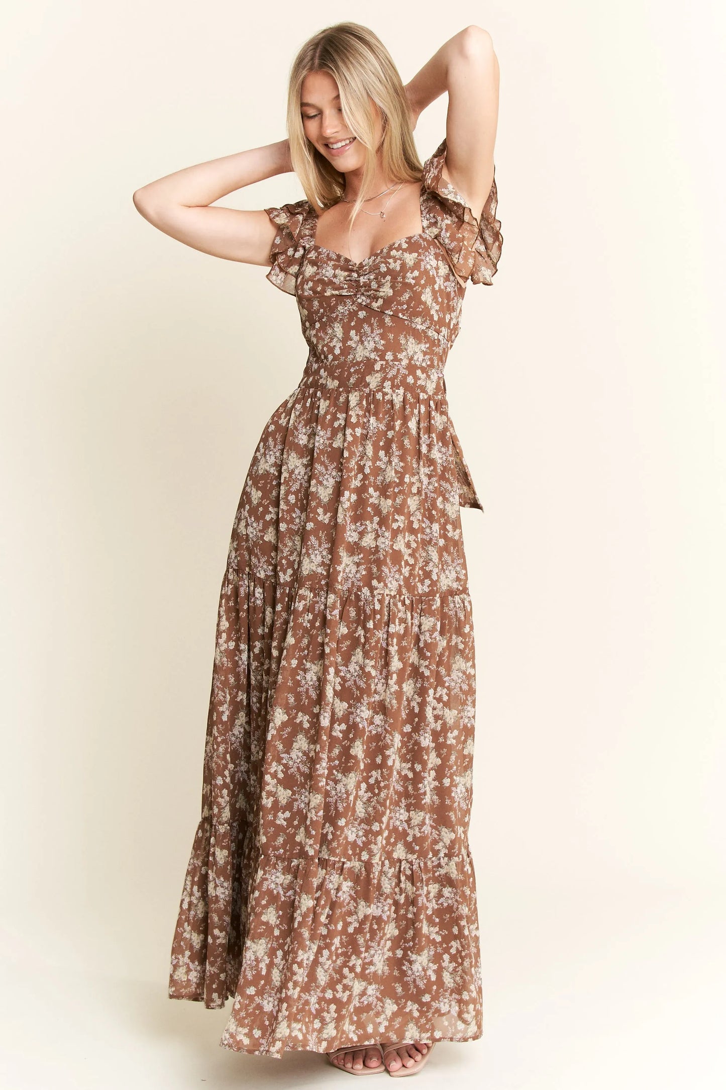 Jade By Jane Ruffle Sleeve Tiered Maxi Dress