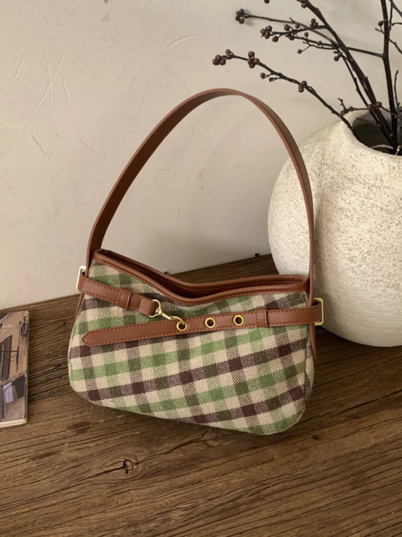 Plaid Pattern Shoulder Bag