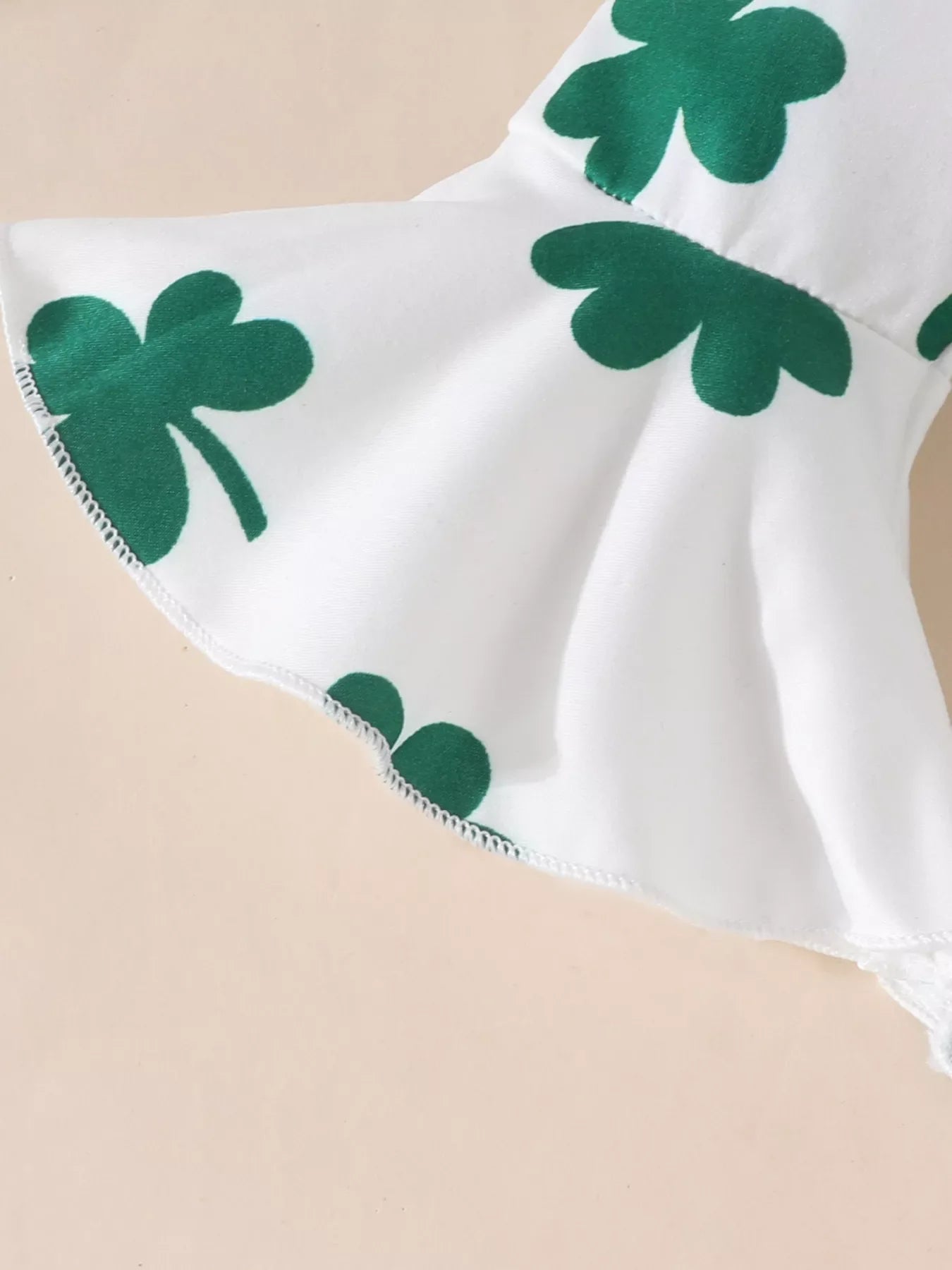 Children's Lucky Clover Long Sleeve Bodysuit and Flare Pants Set with Headband