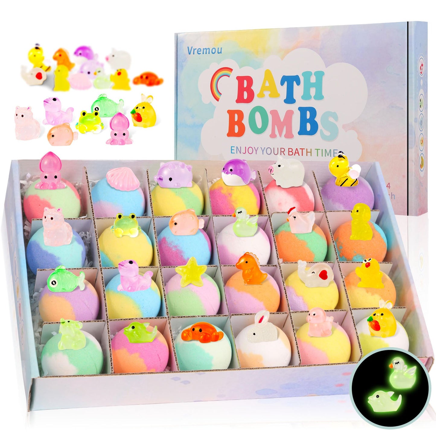 Glow in the Dark Bath Bombs for Kids Doll Shaped Fizzing Bubble Foam Bath Bomb Gift Set