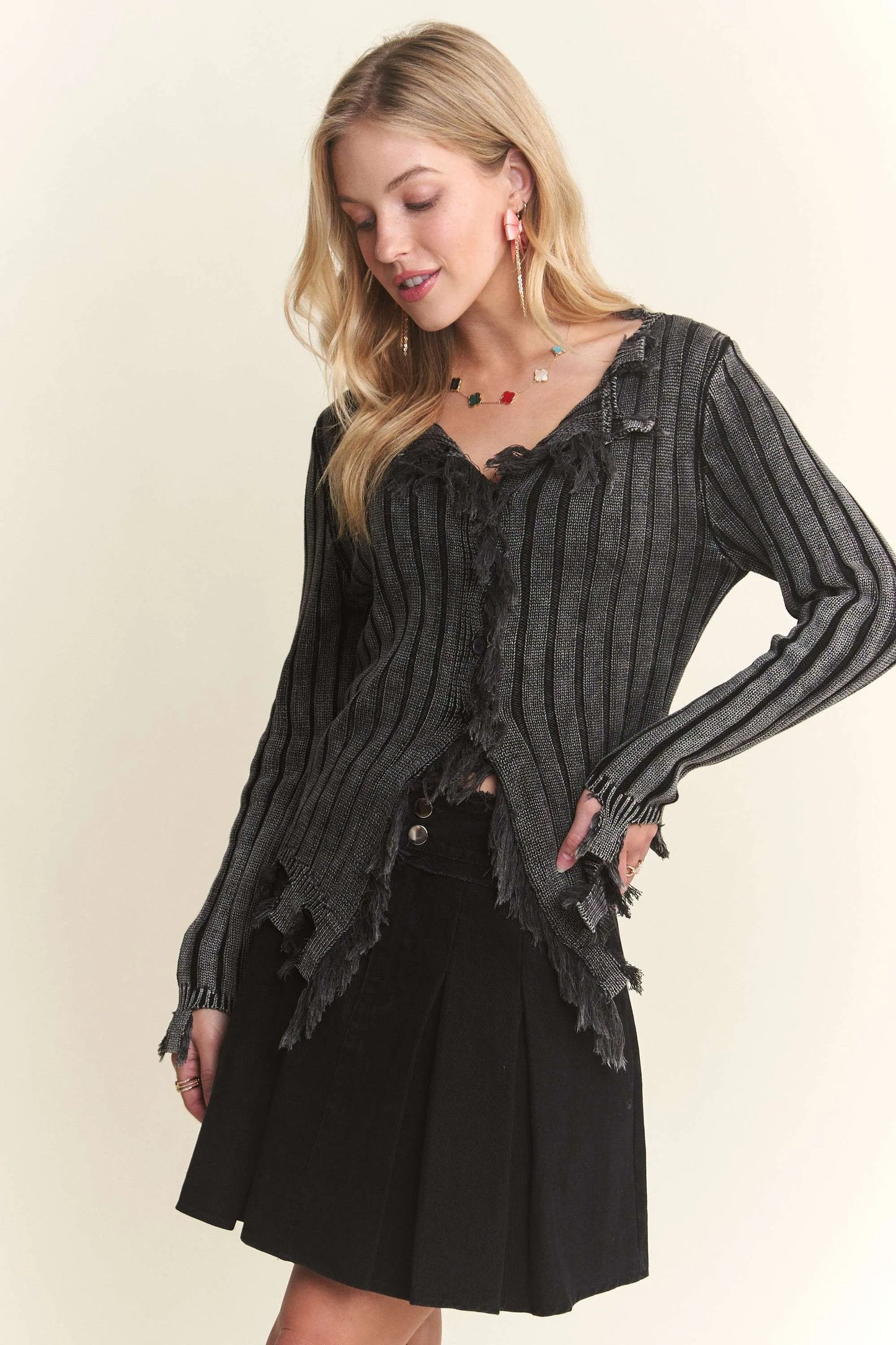 ADORA Distressed Edge Washed Sweater