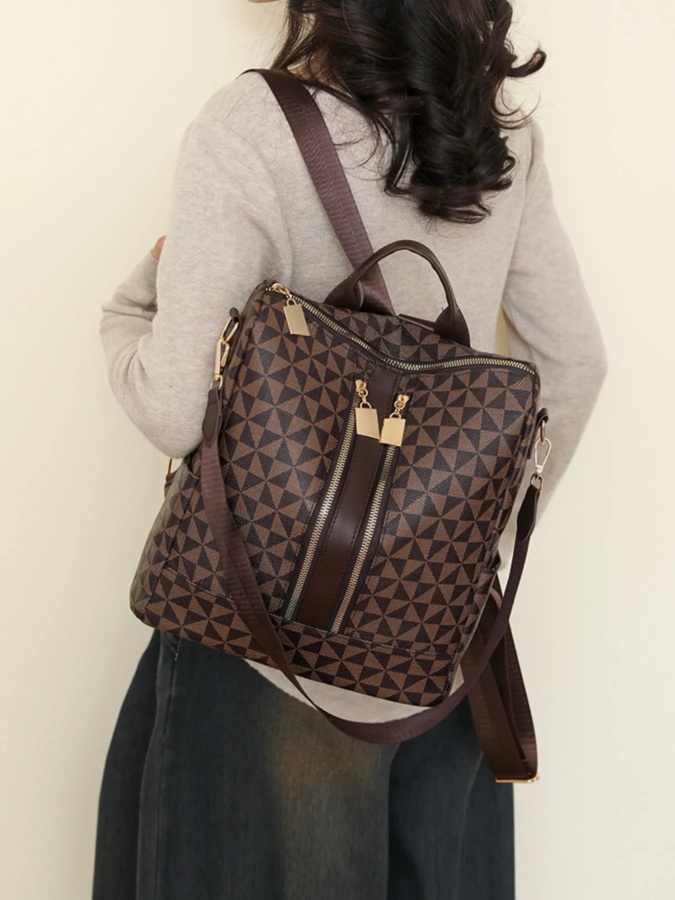 Geometric Pattern Backpack Bag