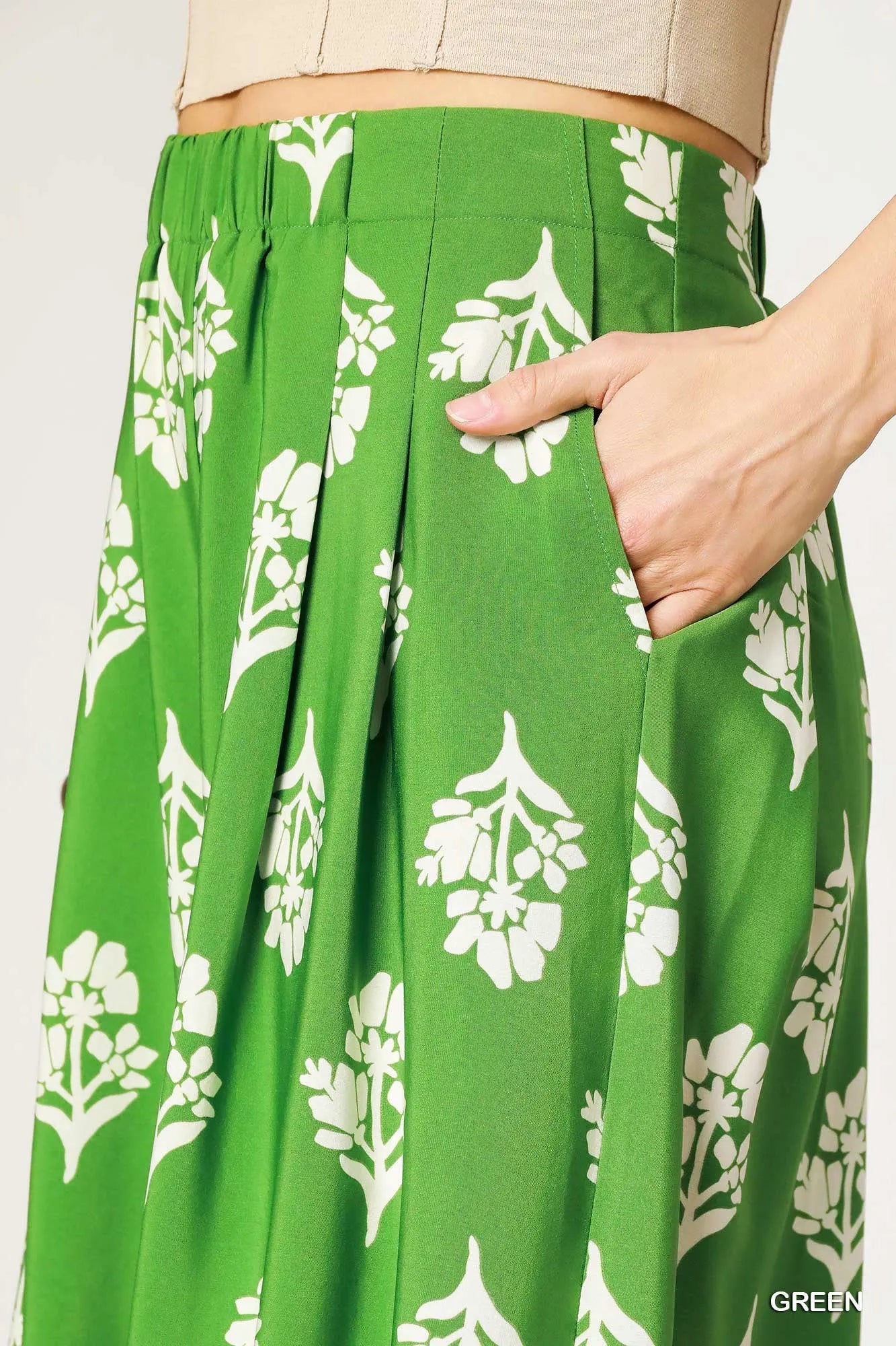 Umgee Floral Pleated Wide-Leg Pants