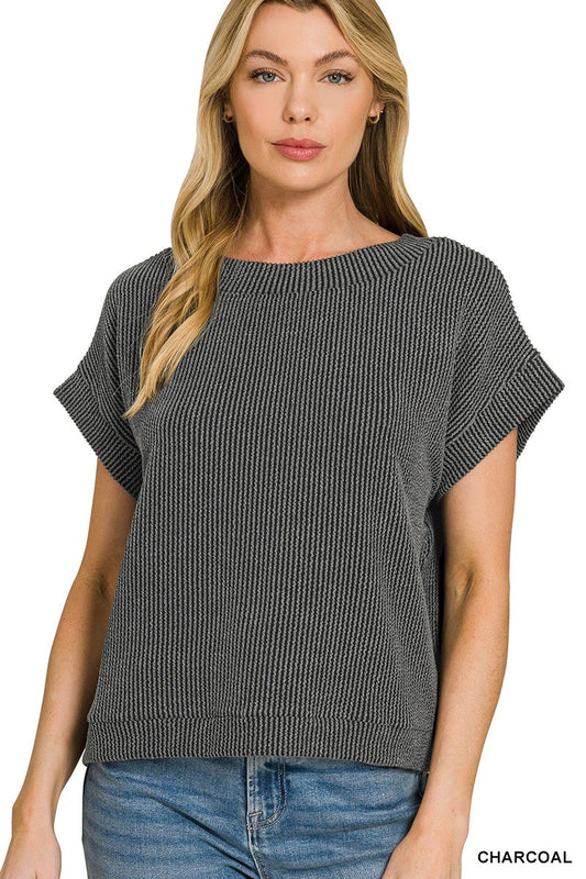 Zenana Raised Rib Cap Sleeve Top