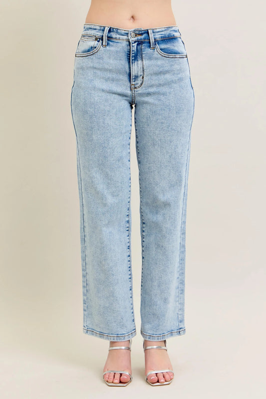 Judy Blue Full Size High Waist Stone Wash Straight Jeans Plus Size