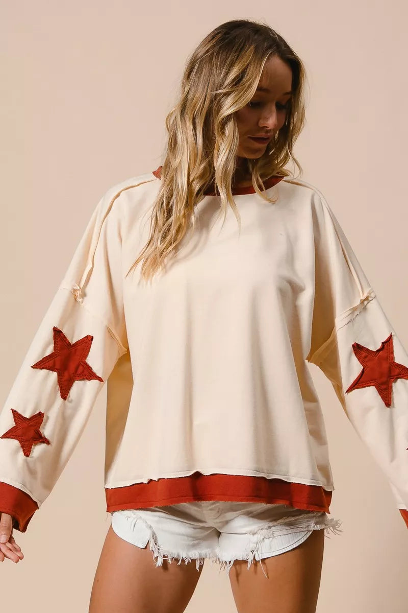 BiBi French Terry Top With Patch Detail Sweatshirt