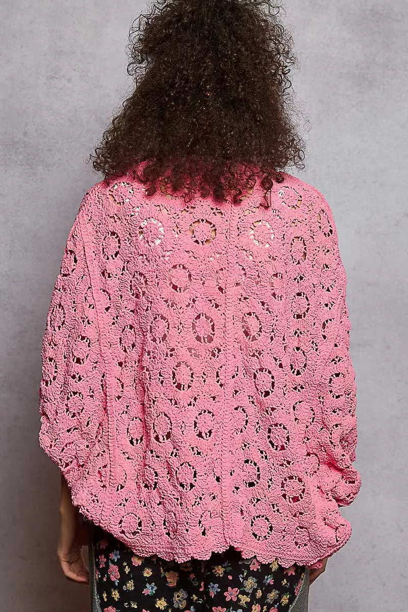 POL Floral Pattern Open Front Cardigan