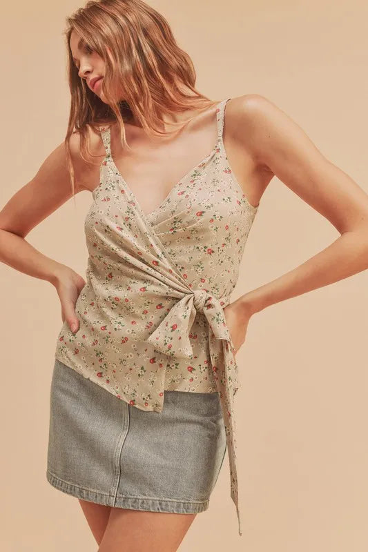 Aemi + Co Ditsy Floral Surplice Adjustable Straps Cami