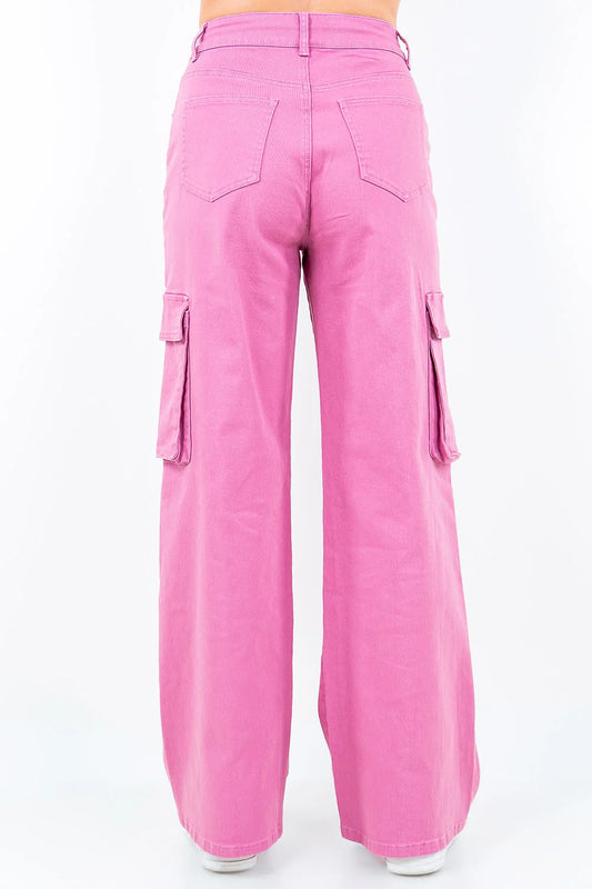 American Bazi Full Size Drawstring Wide Leg Cargo Pants Plus Size