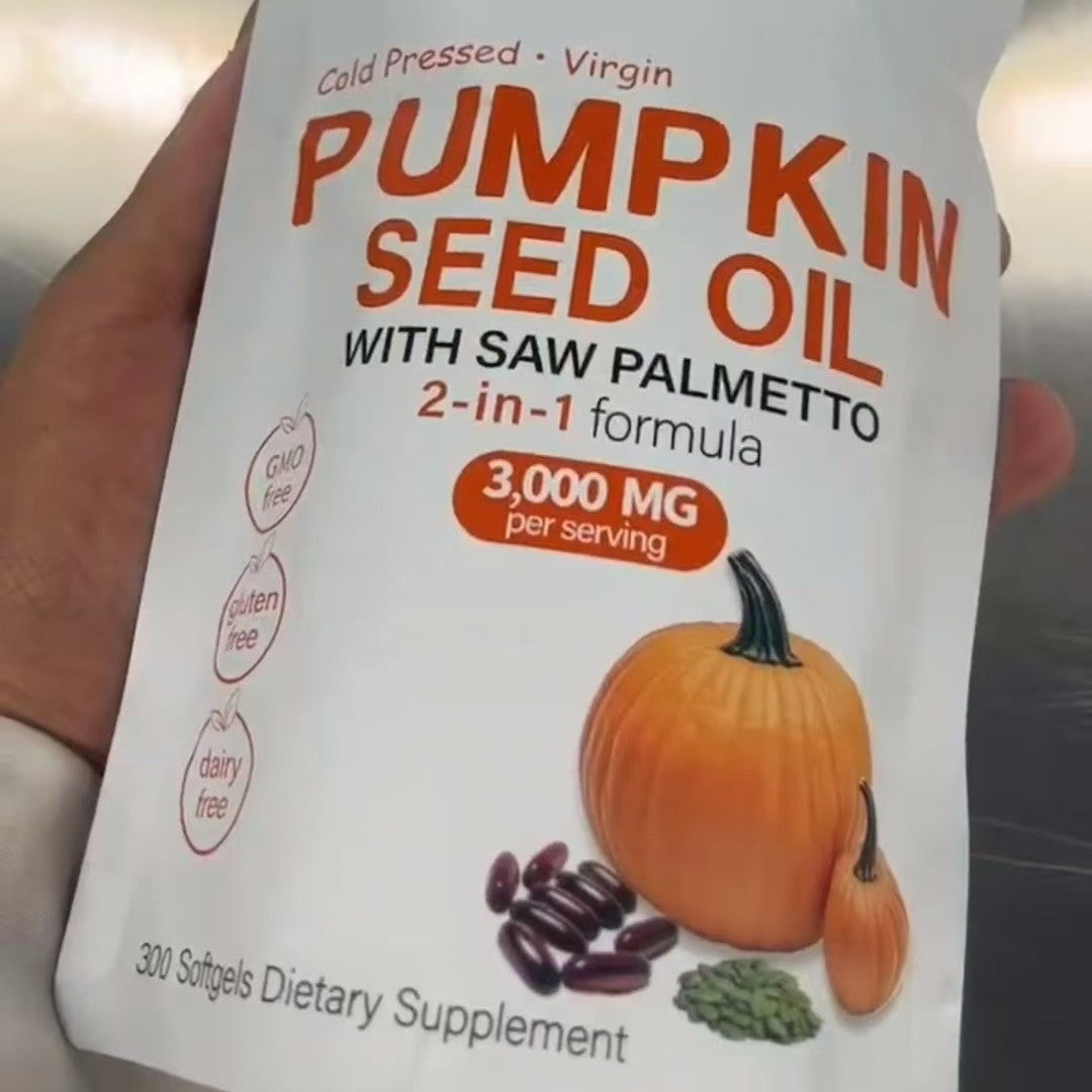 Cold Pressed Virgin Pumpkin Seed Oil with Saw Palmetto 2-in-1 Formula, 3000mg per Serving, 300 Softgels Dietary Supplement