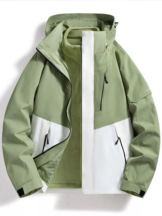 Men's Full Size Zip Up Hooded Waterproof Outdoor Jacket Plus Size