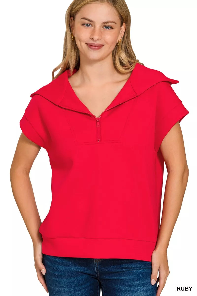 Zenana Scuba Half Zip Top