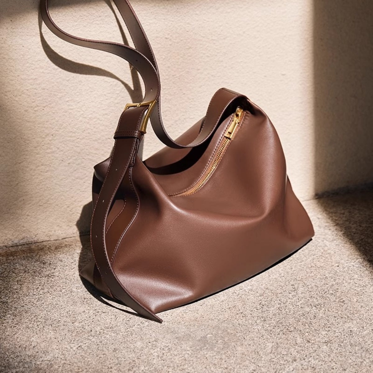 Leather Buckle Shoulder Bag