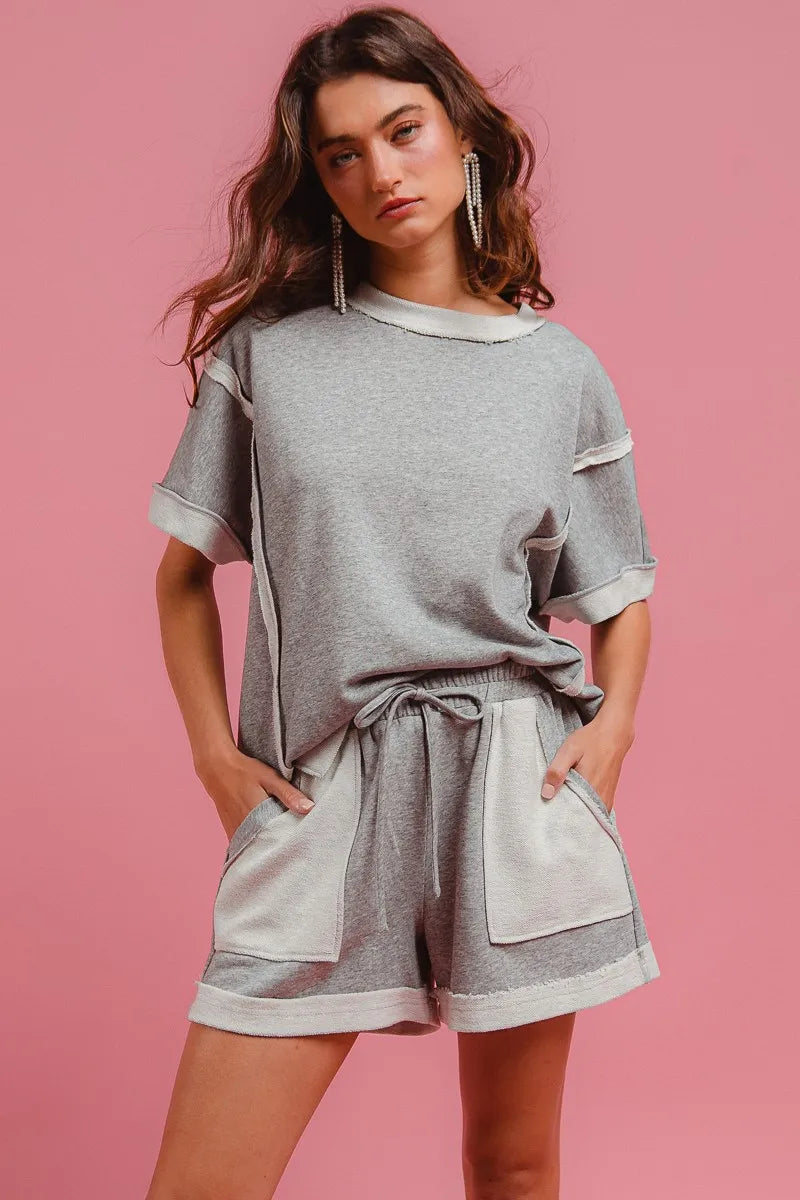 BiBi French Terry Knit Shorts with Side Pocket