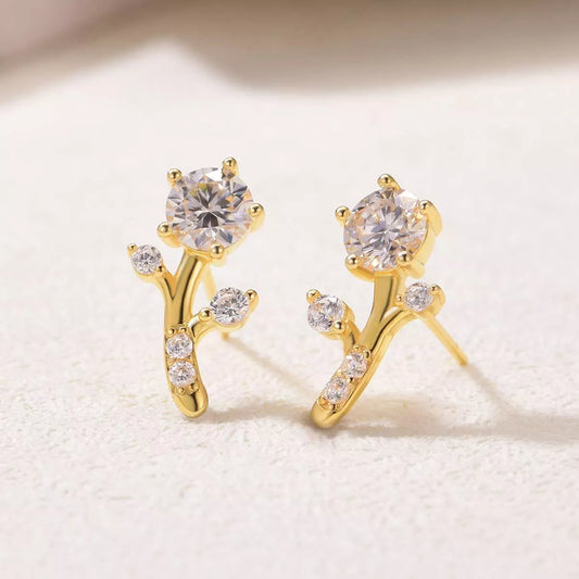 2 Carat Moissanite 925 Sterling Silver Floral Stud Earrings
