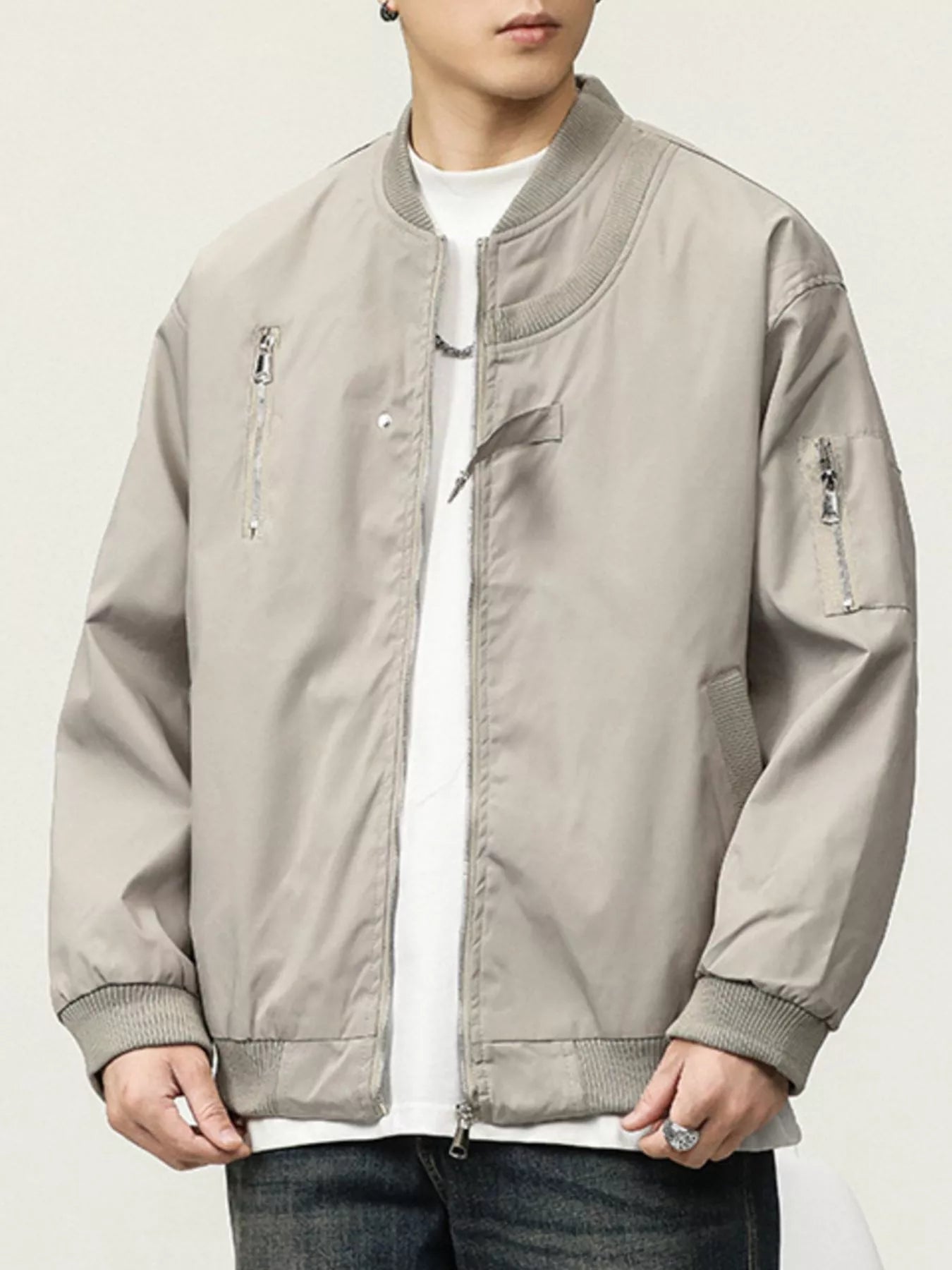 Men's Plus Size Zip Up Long Sleeve Jacket