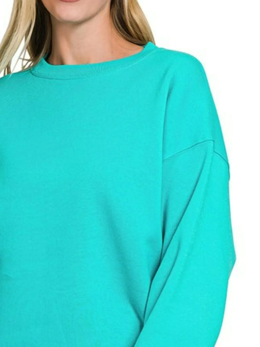 Zenana Fleece Crewneck Long Sleeve Sweatshirt
