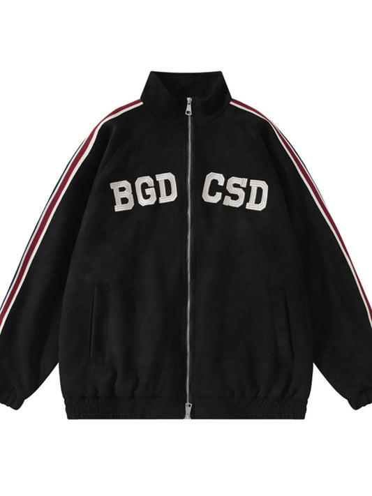 Men's Letter Zip Up Long Sleeve Hoodie