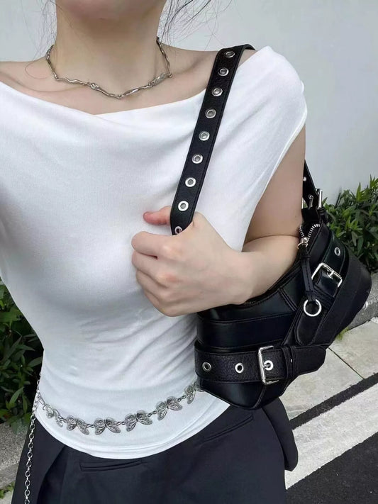 Buckled Accent Shoulder Bag
