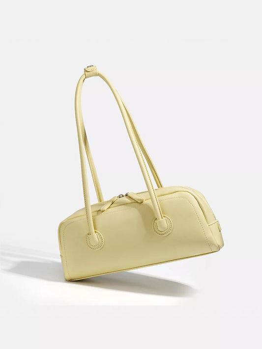 Solid Color Leather Shoulder Bag