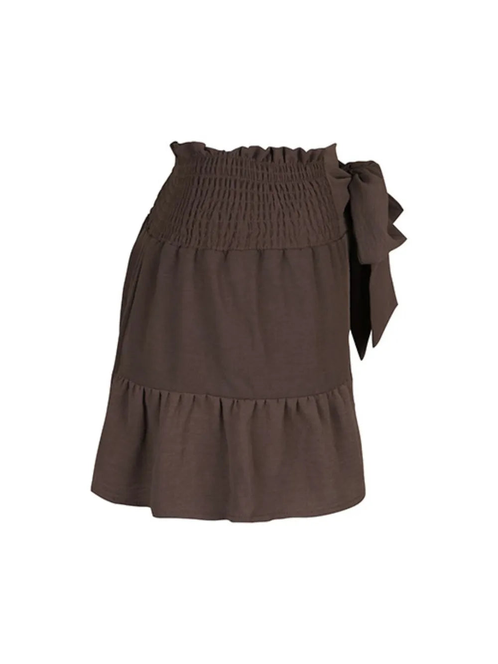 Perfee Tie Front Smocked Waist Shorts