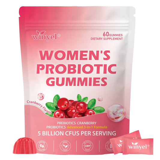 Cranberry Probiotic Gummies for Women pH Balance Body Odor Support Women’s Health Vegan 60 Gummies