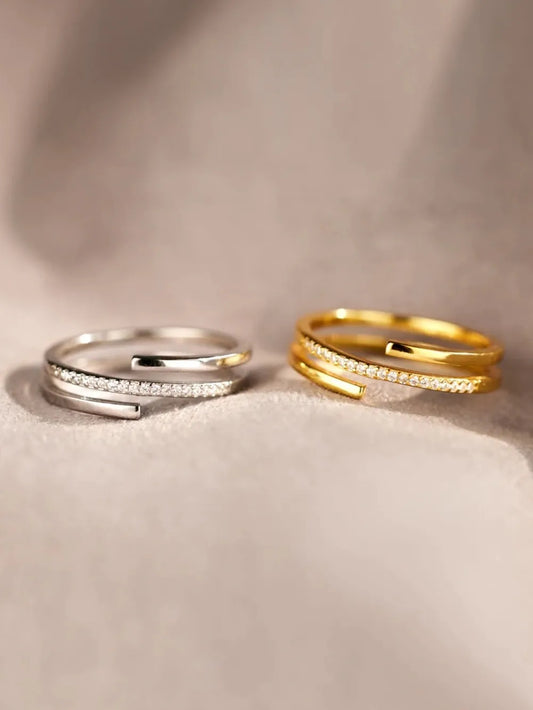 925 Sterling Silver Inlaid Zircon Ring