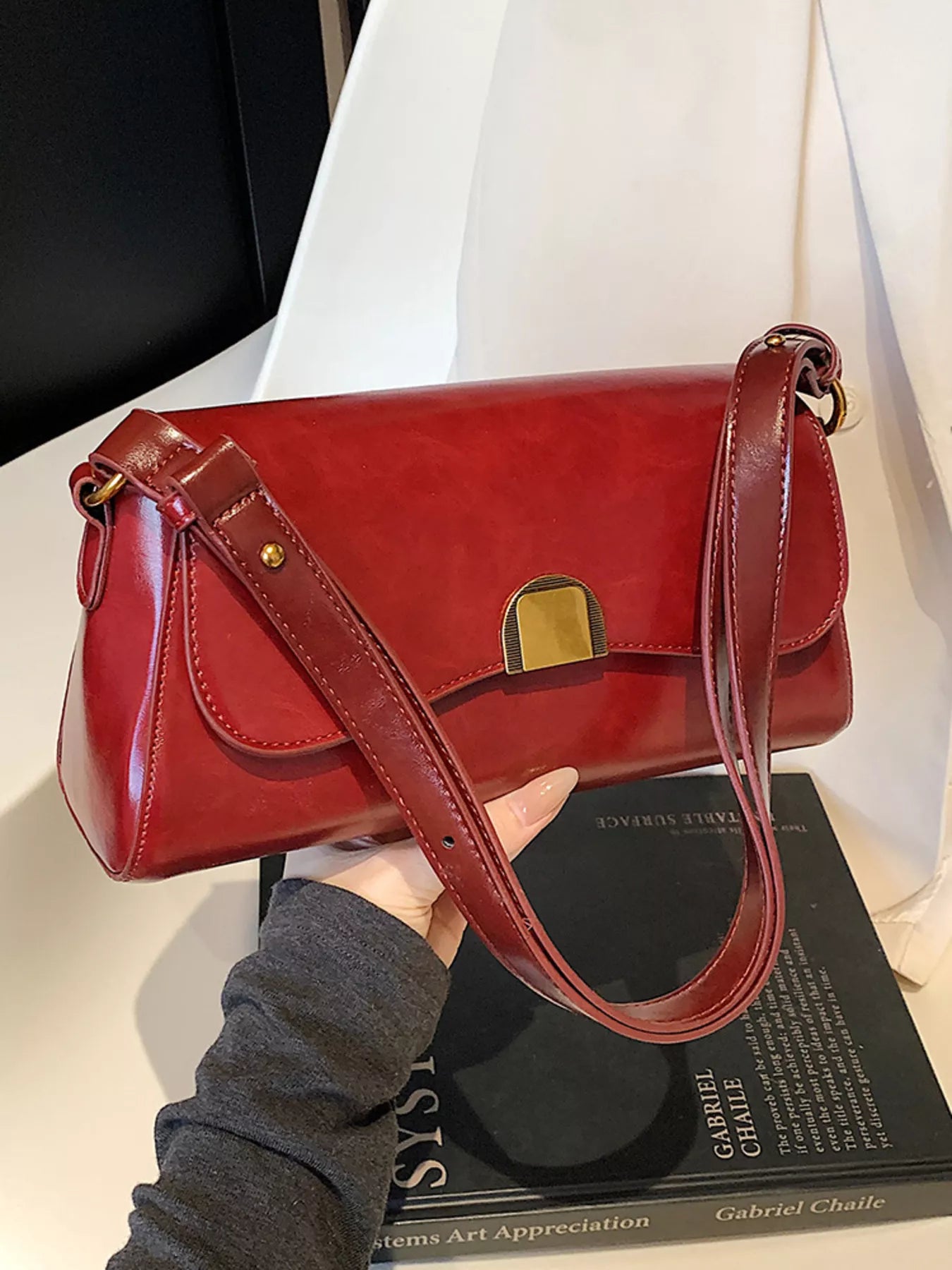 Golden Clasp Shoulder Bag