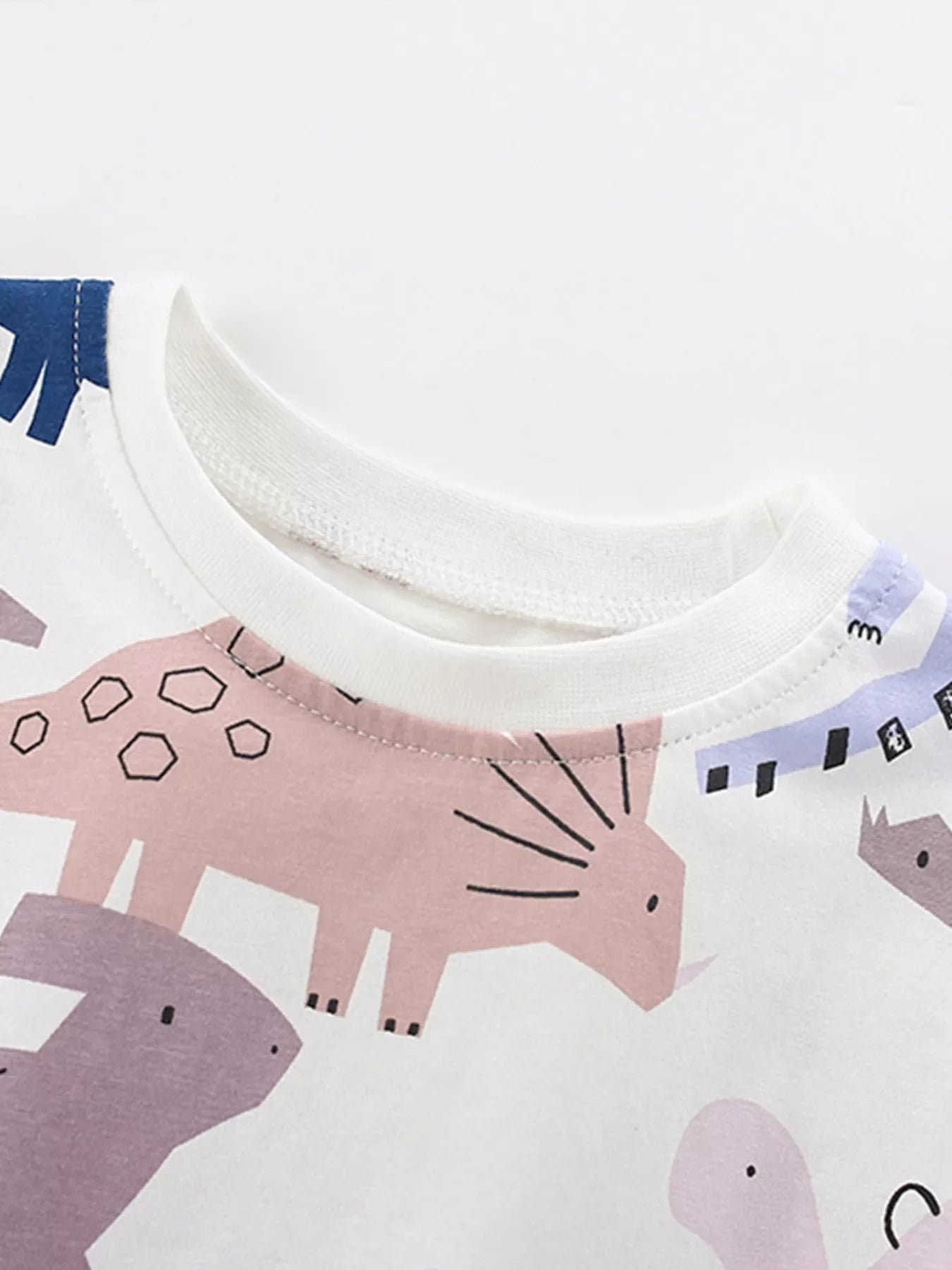 Children's Dinosaur Print Round Neck Top and Shorts Set