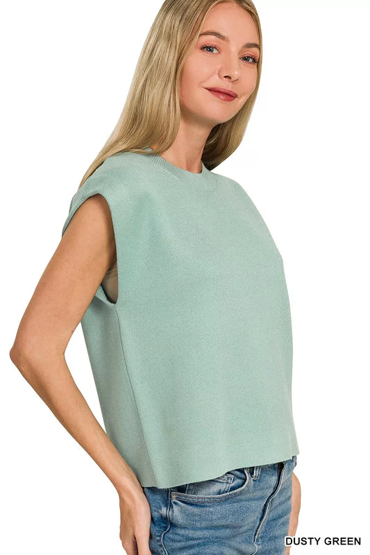 Zenana Round Neck Viscose Sweater Vest