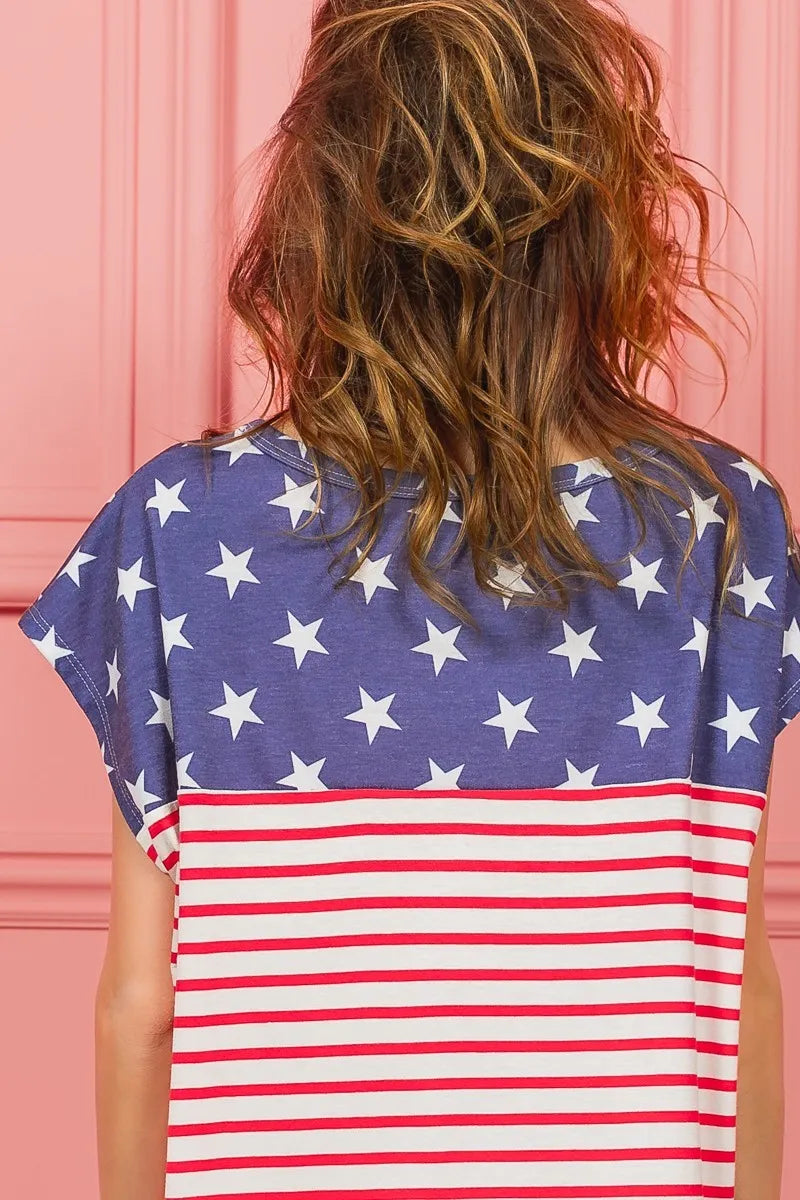 BiBi Star Rpinted with Stripe Combo Top
